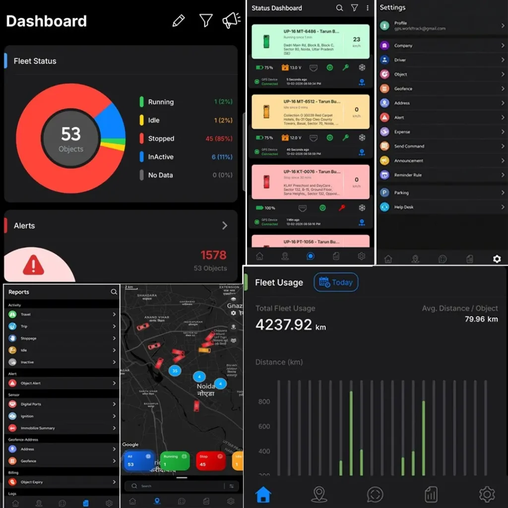 Smart user friendly GPS Solutions dashboard