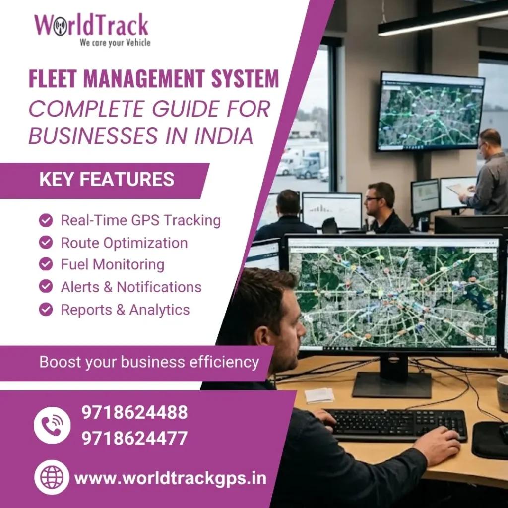 Fleet management system in India showing real time GPS vehicle tracking and route optimization